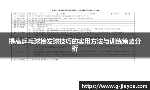 提高乒乓球接发球技巧的实用方法与训练策略分析